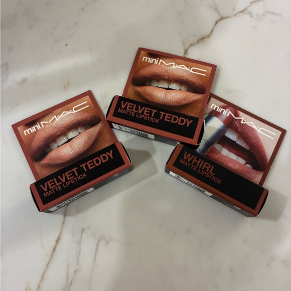 3 MAC Cosmetics mini lipsticks! Velvet Teddy & Whirl Matte Lipstick. You get 3! - Picture 2 of 8